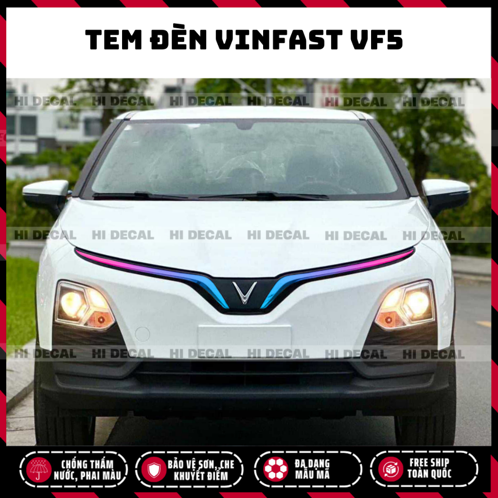 Tem dán thanh crom VF5, decal vf5, decal trang trí xe, bền màu, chống nước