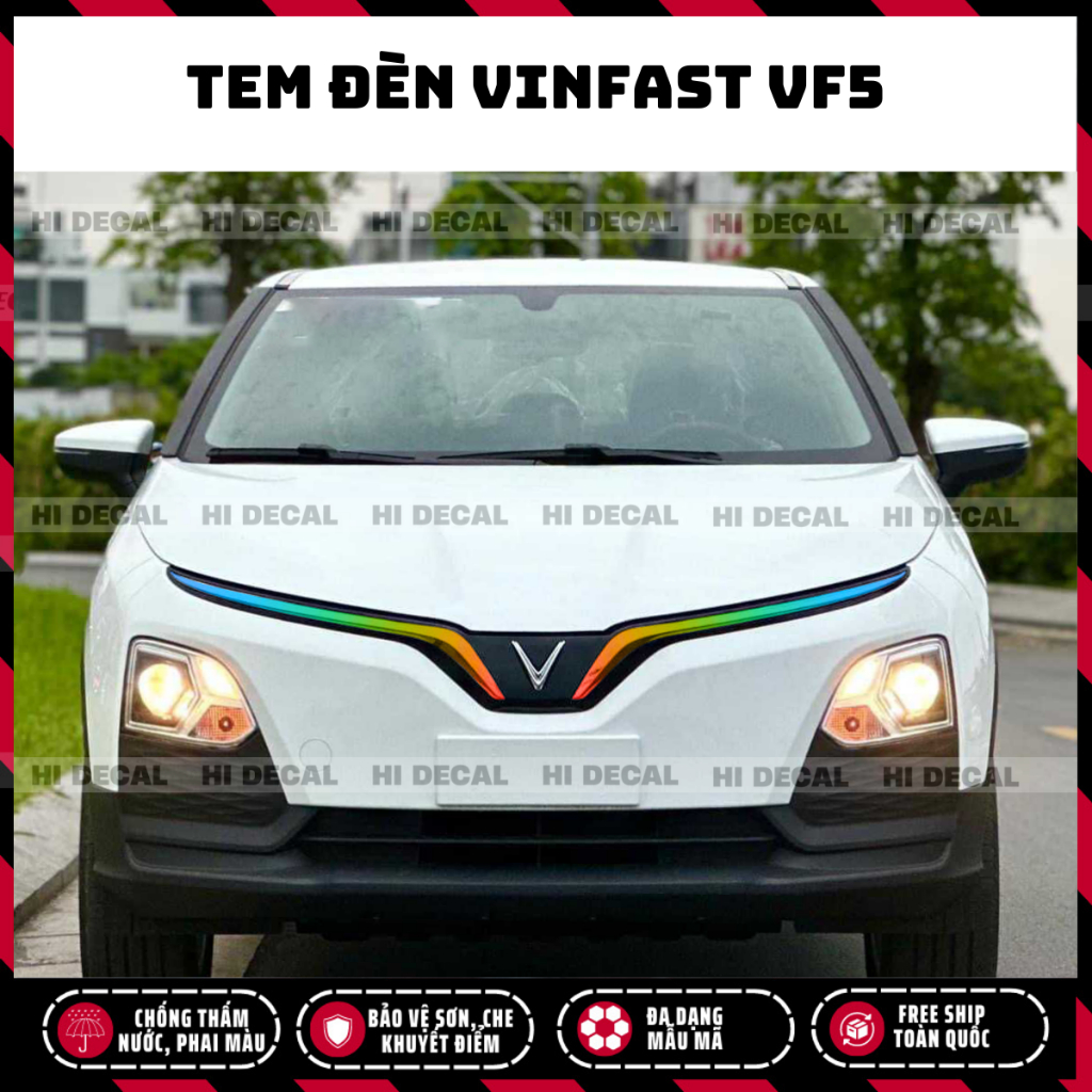 Tem dán thanh crom VF5, decal vf5, decal trang trí xe, bền màu, chống nước