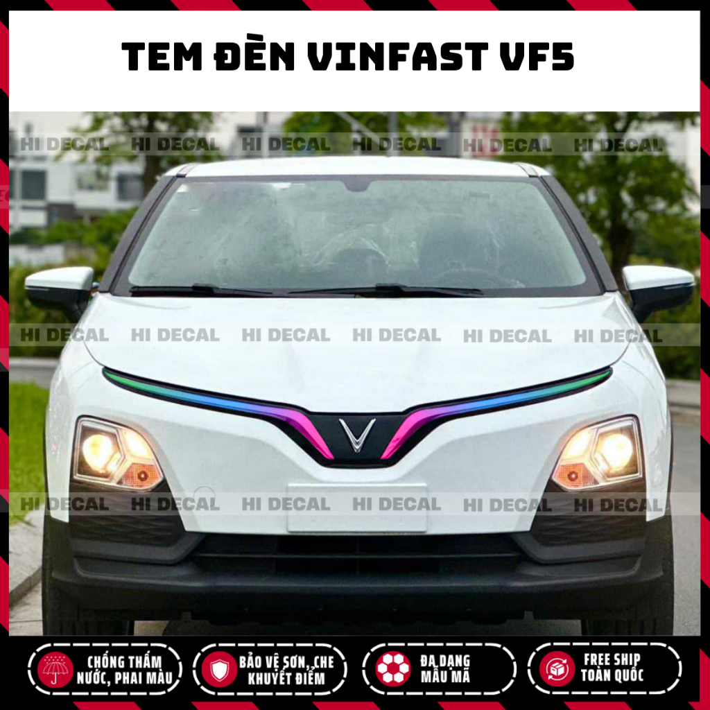 Tem dán thanh crom VF5, decal vf5, decal trang trí xe, bền màu, chống nước