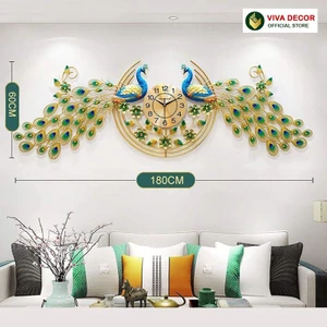Đồng Hồ Treo Tường Trang Trí Công Phượng Khổng Tước Kim Trôi Size Đại 1M8 Lianzhang VIVA DECOR V2888