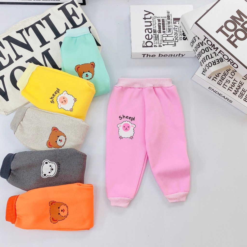 Set 5 quần dài nỉ lông cho bé trai bé gái, Quần chục mùa đông cho bé từ 5-15kg TN01 3SBABY