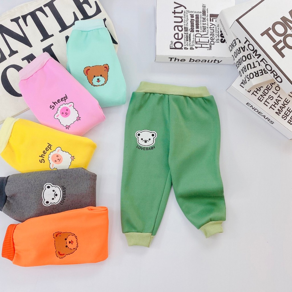 Set 5 quần dài nỉ lông cho bé trai bé gái, Quần chục mùa đông cho bé từ 5-15kg TN01 3SBABY