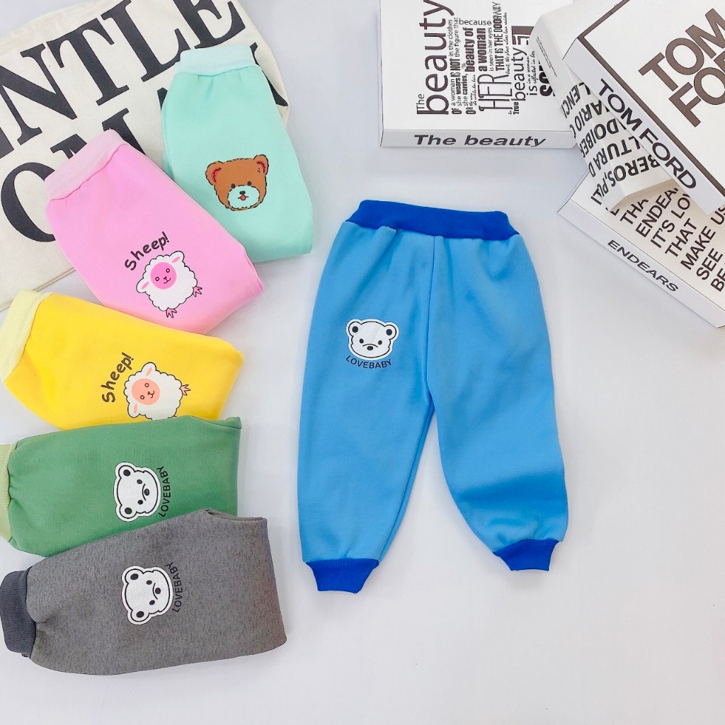 Set 5 quần dài nỉ lông cho bé trai bé gái, Quần chục mùa đông cho bé từ 5-15kg TN01 3SBABY
