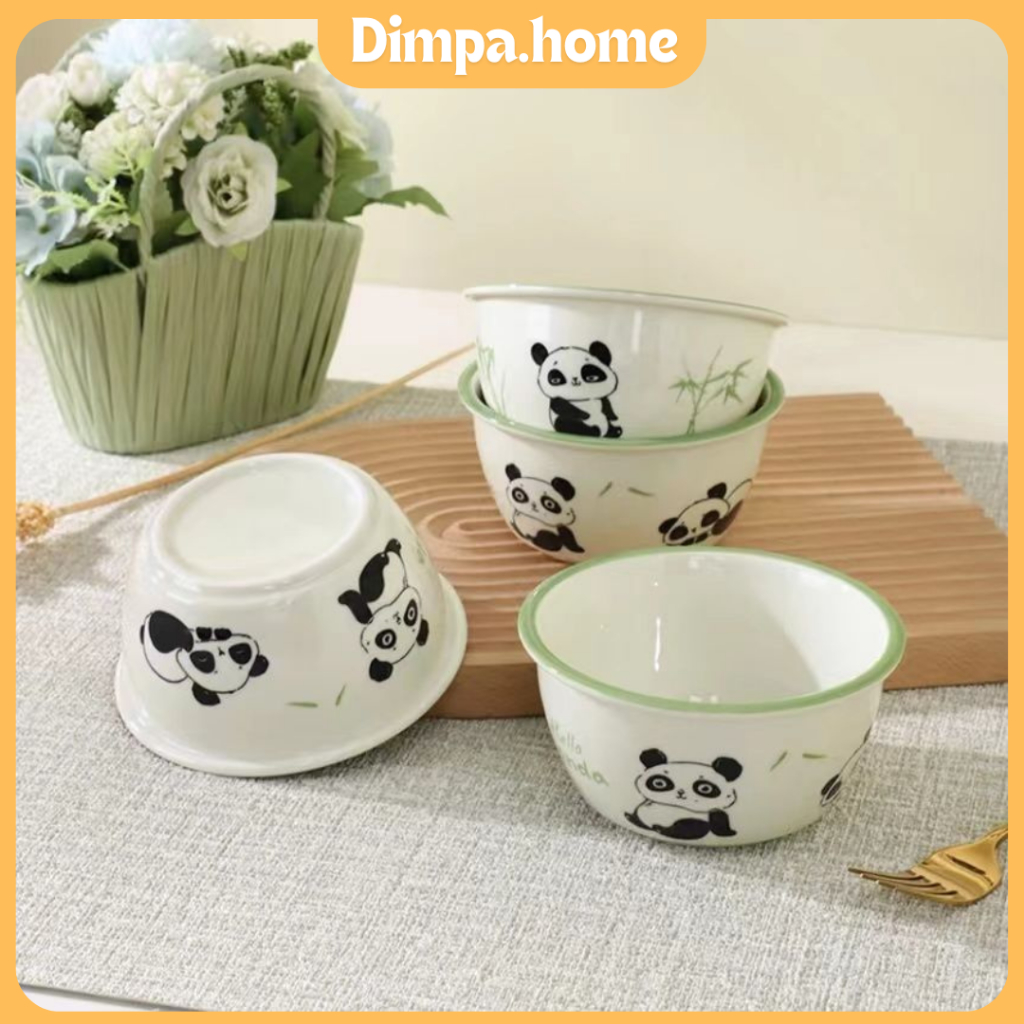 Dimpa.home Bộ 4 bát sứ ăn cơm decor hoạt hình dễ thương gấu trúc và gấu ...