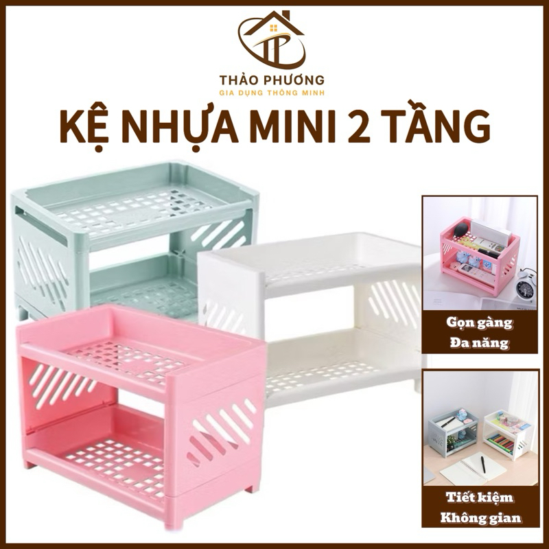 Kệ Nhựa Mini 2 Tầng Đựng Đồ Đa Năng Siêu Xinh Kệ Xếp Gọn Trang Trí Để ...