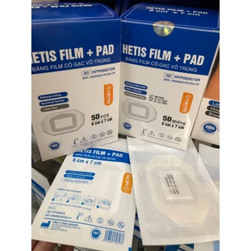 ✅[SET 5 miếng] Miếng băng dán kèm gạc vô trùng Hetis 6cmx7cm,Gạc dán vết thương miếng dán rốn chống thấm nước Hetis Film