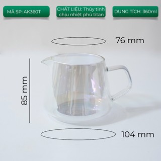 Bình thủy tinh chịu nhiệt pha cafe cà phê AKIRAKOKI không nắp
