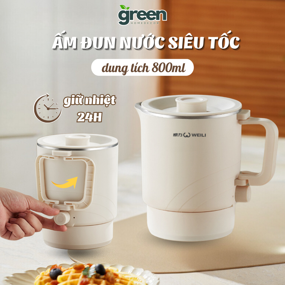 Ấm Điện Đun Nước Siêu Tốc Mini 600W, Ấm Siếu Tốc Gấp Gọn Mang Du Lịch ...