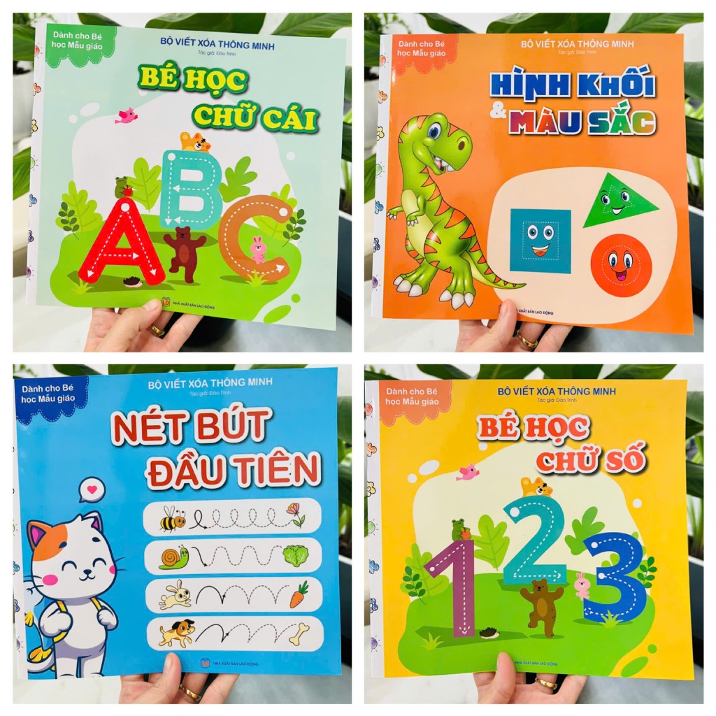 Ảnh Sách - Tự Xóa Thông Minh - Bộ 4 Cuốn - Bé Học Chữ Số, Chữ Cái, Nét Bút Đầu Tiên, Hình Khối Và Màu Sắc (Tặng Kèm 2 Bút) 1