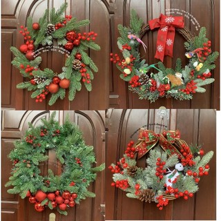 Nhiều mẫu Vòng hoa Giáng Sinh - vòng hoa Noel - Vòng nguyệt quế trang trí Noel khung sắt, mây gắn hoa cao cấp cỡ đại