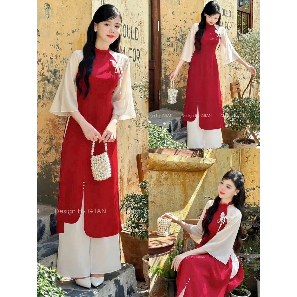Áo dài cách tân lụa cao cấp đính cườm