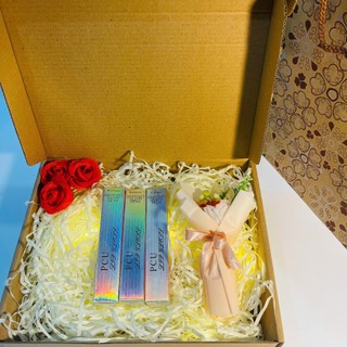 (Hộp túi kraft) Combo hộp túi quà gồm son nước hoa, lọ điều ước - quà tặng sinh nhật, valentine, quà tặng bạn gái