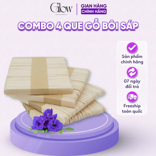4 Que Gỗ Bôi Sáp GLOW WAXING Size Lớn Chuyên Dùng Phết Sáp Wax Lông Hàng Tặng