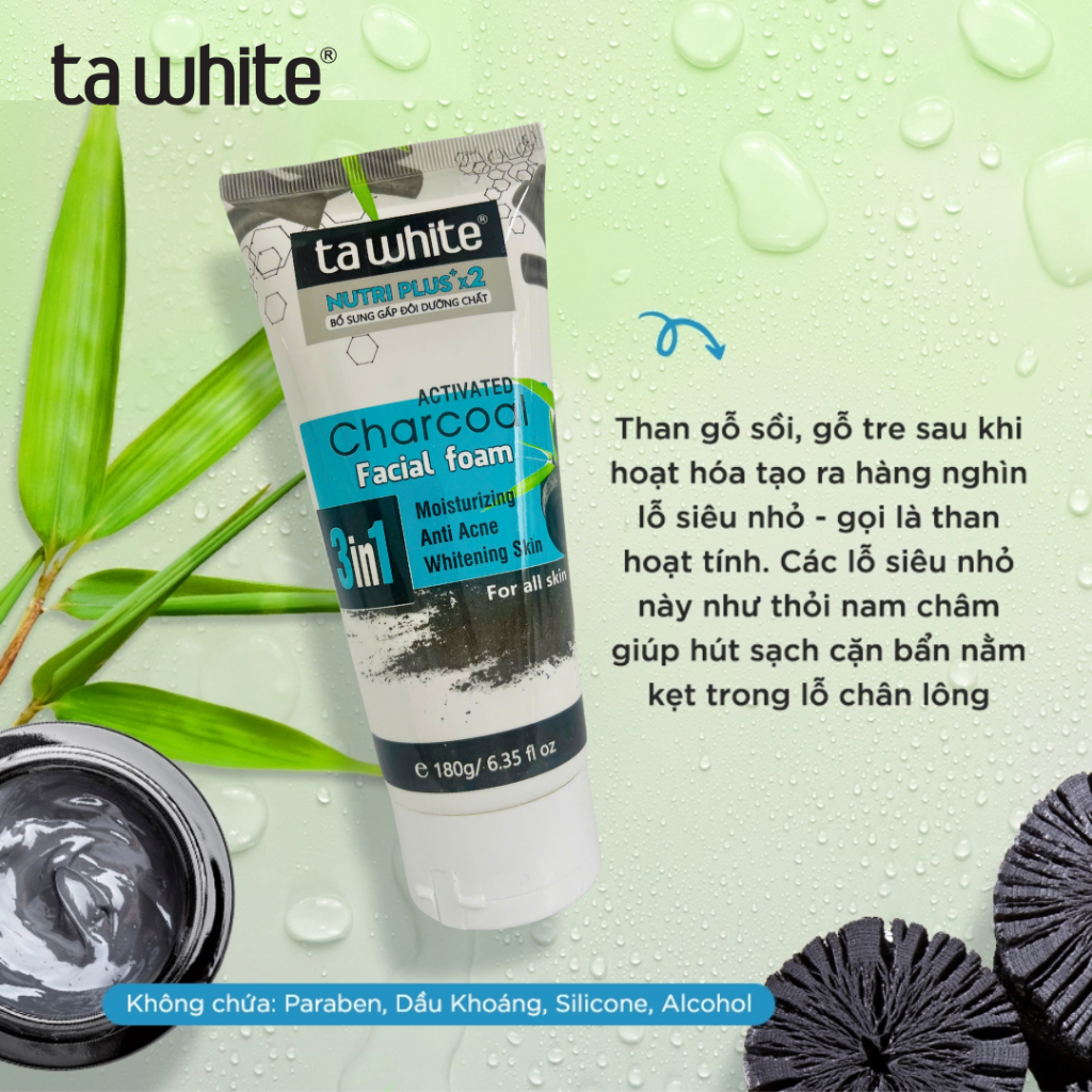 Sữa rửa mặt than tre hoạt tính Tawhite