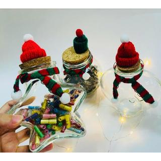(Lọ 380ml mũ khăn noel) Combo lọ noel 380ml kèm giấy gấp sao phát sáng hoặc viên điều ước , giáng sinh ý nghĩa
