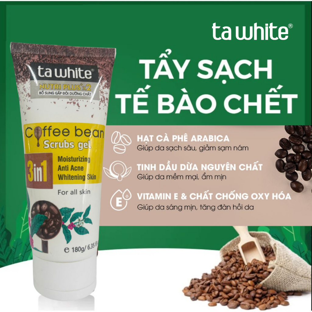 Tẩy tế bào chết hạt cà phê Tawhite