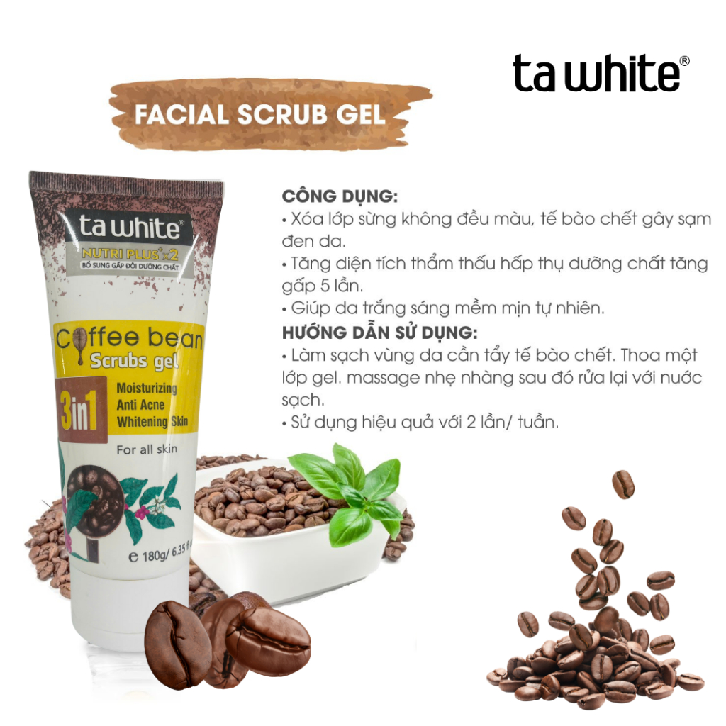 Tẩy tế bào chết hạt cà phê Tawhite