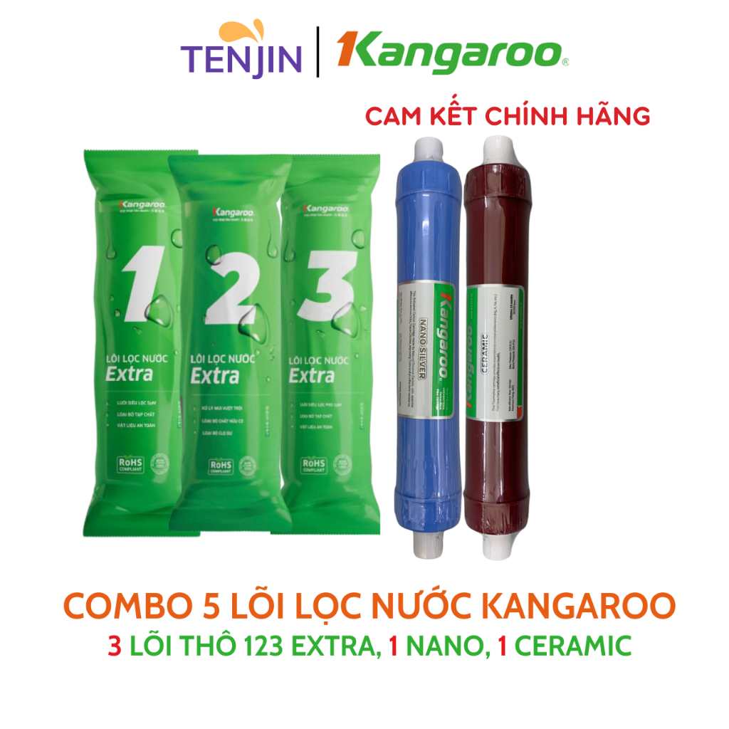 Combo 6 Lõi Lọc Kangaroo gồm 123 RO50GPD Nano Ceramic Model KG08 KG103 Dùng Cho Máy Lọc Nước RO