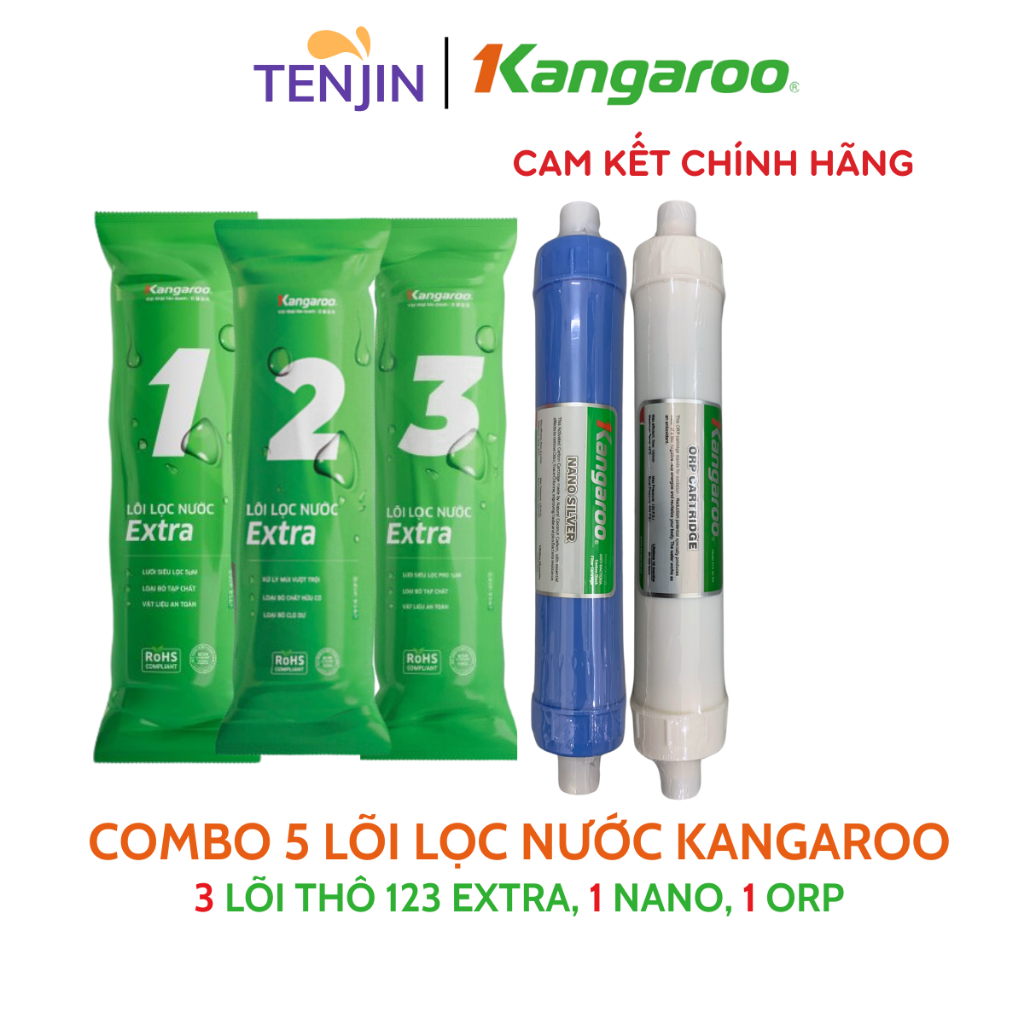 Combo 6 Lõi Lọc Kangaroo gồm 123 RO50GPD Nano Silver ORP Dùng Cho Máy Lọc Nước RO Chính Hãng