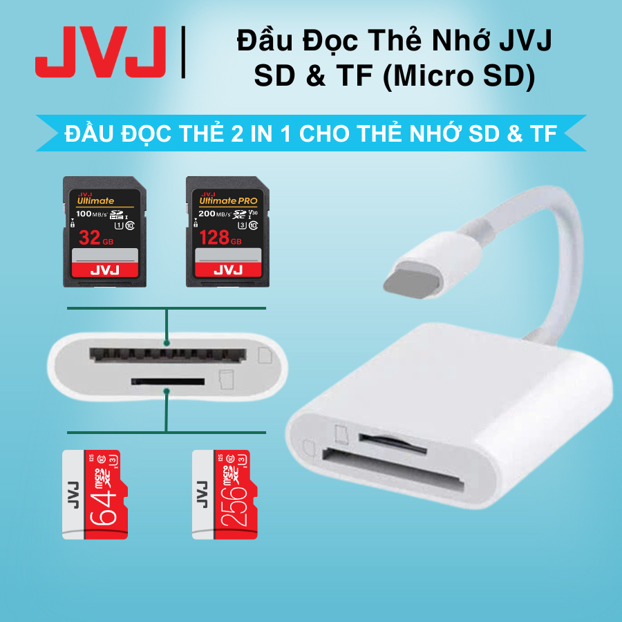 Ảnh Đầu Đọc Thẻ Nhớ SD /TF 2 Trong 1 Dành Cho Điện Thoại IPh, Máy Tính Bảng IPa / Laptop Cổng To Ling 1
