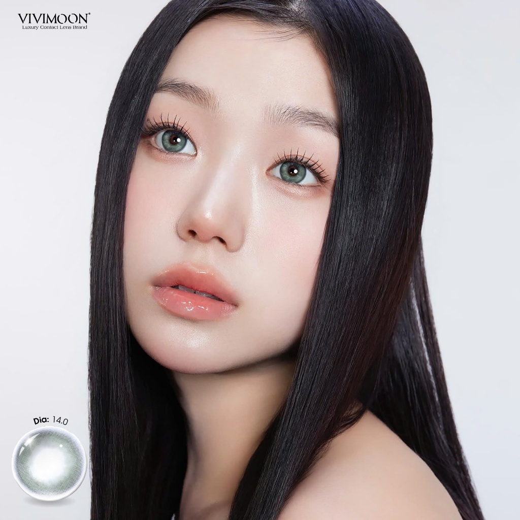 Ảnh Kính áp tròng VIVIMOON LENS 1 ngày màu xanh lá ánh xám bạc Jade Green (Giá 01 chiếc) 1