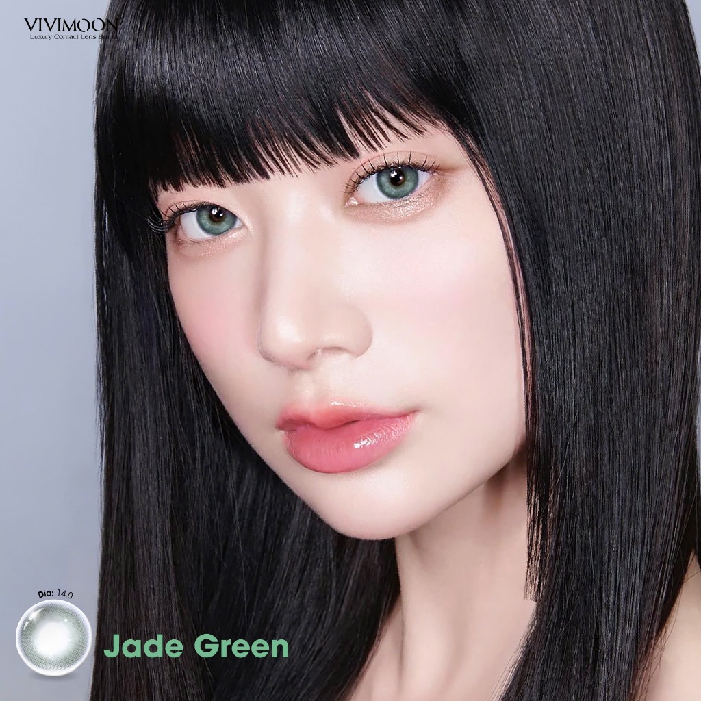 Ảnh Kính áp tròng VIVIMOON LENS 1 ngày màu xanh lá ánh xám bạc Jade Green (Giá 01 chiếc) 2