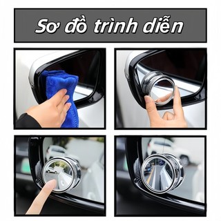 Điểm mù ô tô phụ gương chiếu hậu gương chiếu hậu tròn nhỏ điều chỉnh 360 độ cực rõ gương điểm mù hút loại