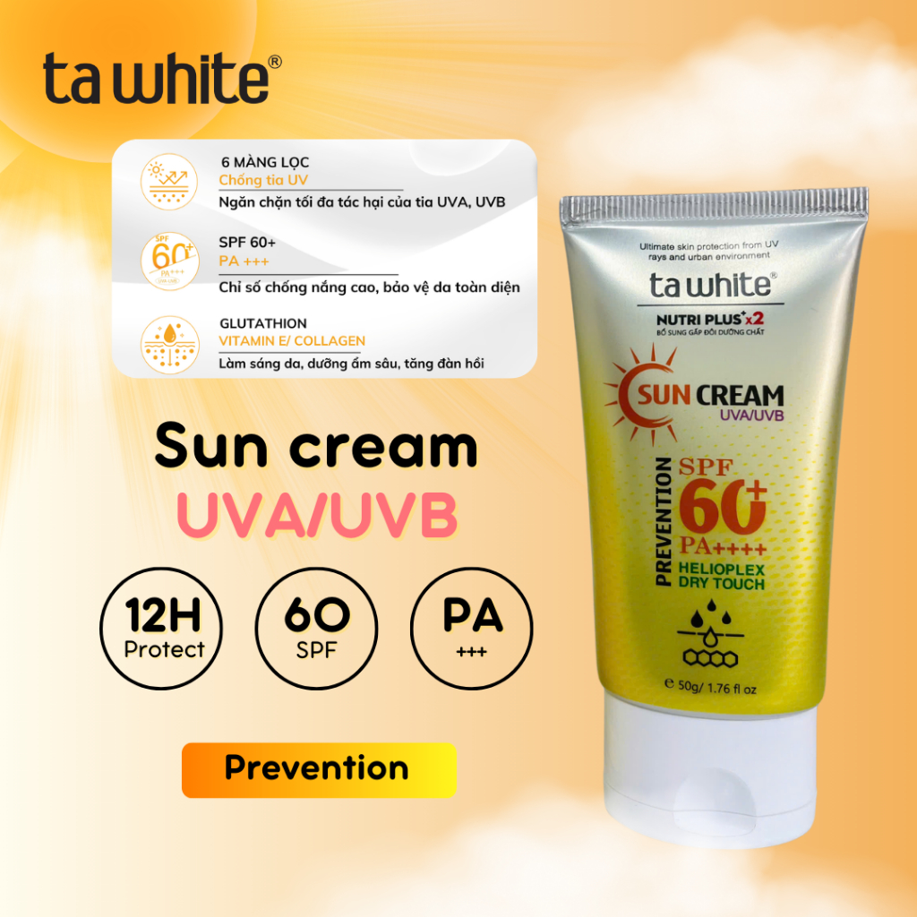 Kem chống nắng Tawhite giúp nâng tone da bảo vệ da khỏi tia Uv