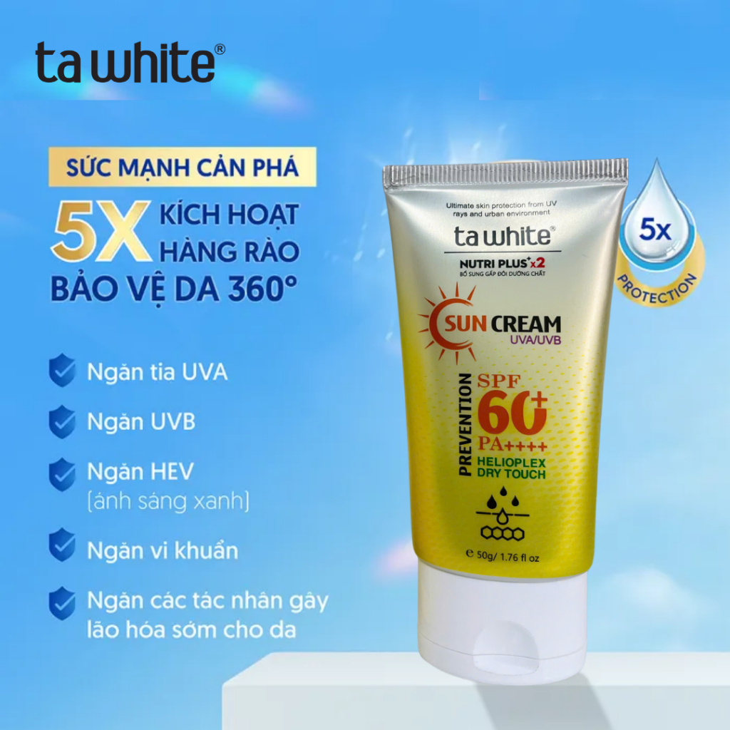 Kem chống nắng Tawhite giúp nâng tone da bảo vệ da khỏi tia Uv