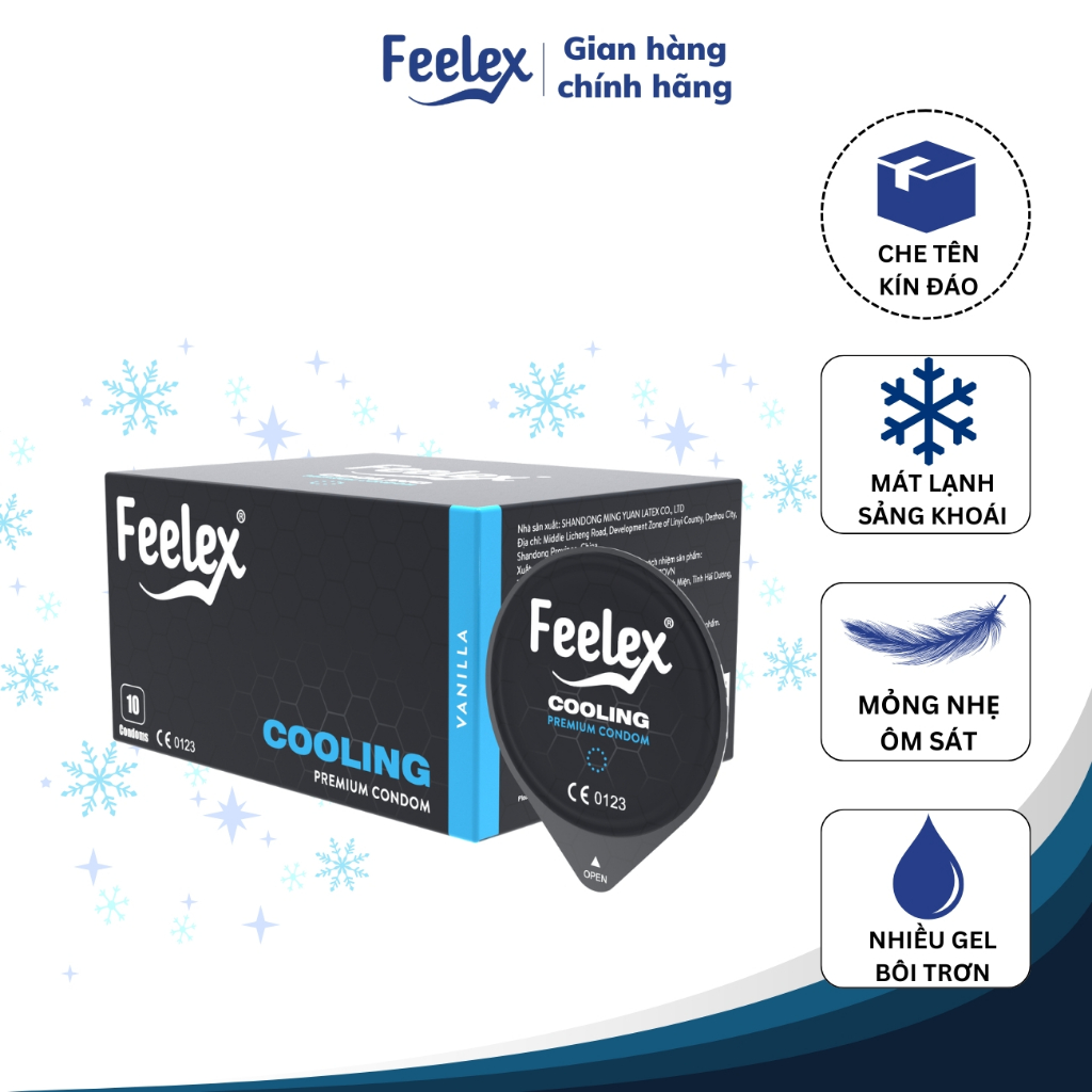 Bao cao su Feelex Cooling siêu mỏng, mát lạnh - hộp 10 bcs | Shopee ...