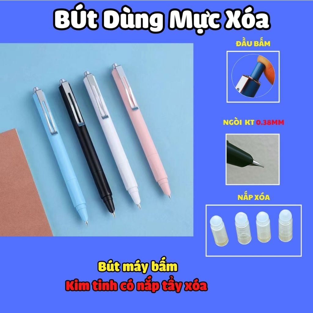 [Mực xóa tẩy] Combo bút KT(M) tặng mực tẩy xóa được, ngòi êm trơn, siêu bền. Thay được nhiều ngòi, dùng được nhiều loai