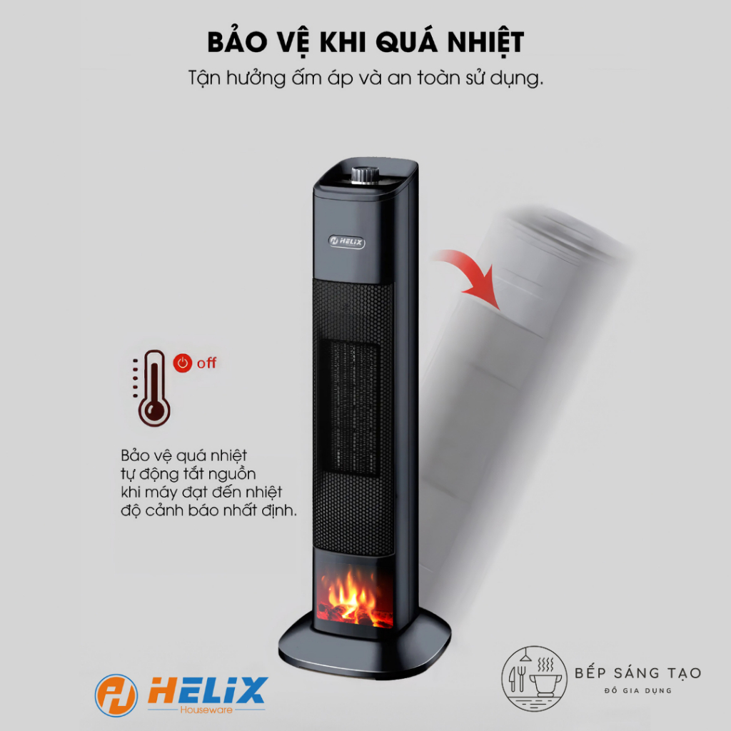 Máy Sưởi Gốm PTC-Ceramic thương hiệu Helix của Đức HL-68CH, Quạt sưởi hiện đại, an toàn, ấm nhanh