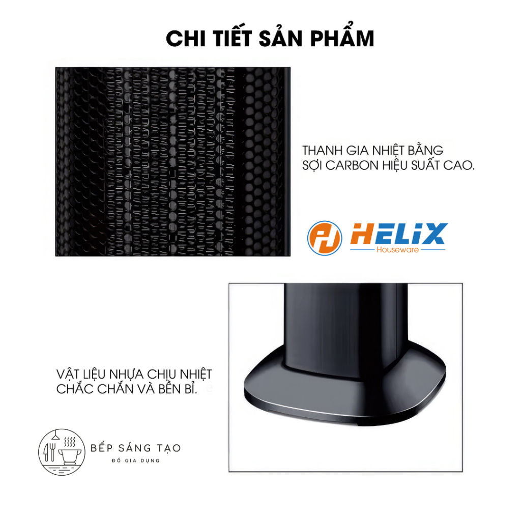 Máy Sưởi Gốm PTC-Ceramic thương hiệu Helix của Đức HL-68CH, Quạt sưởi hiện đại, an toàn, ấm nhanh