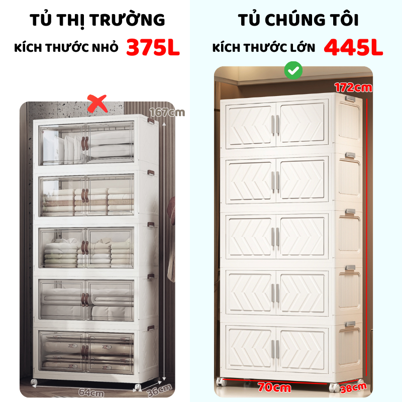 Tủ Nhựa Gấp Gọn ENODA HOME Đựng Đồ Đa Năng, Màu Trắng Trang Nhã Cho Phòng Ngủ TUN047