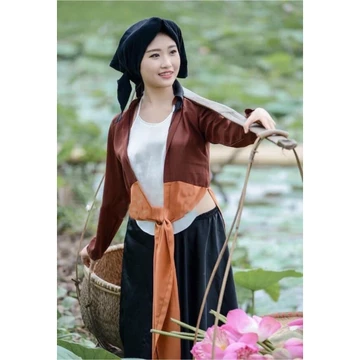 Áo Yếm Tứ Thân Chụp Sen Đẹp Kèm Áo Choàng Đủ Màu Tặng Khăn Y03