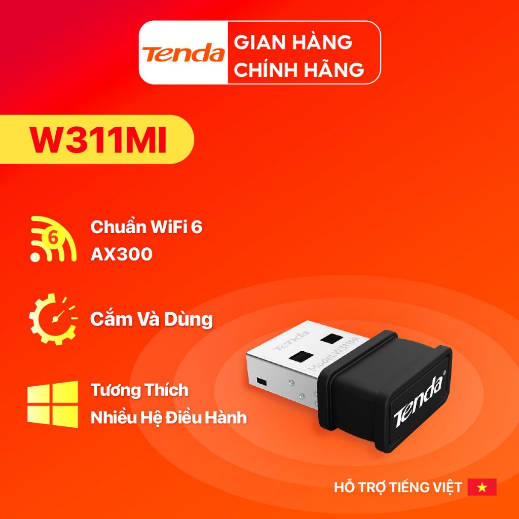 Ảnh Bộ Chuyển Đổi USB WiFi Tenda W311MI AX300Mbps- Hàng Chính Hãng 1