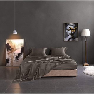 🧧LỤA SILK🧧Chăn Ga Gối Phi Lụa Mã Xám Chì Sang Trọng - Hàng Loại 1 Mềm Mát - Chăn Ga Sỉ HCM