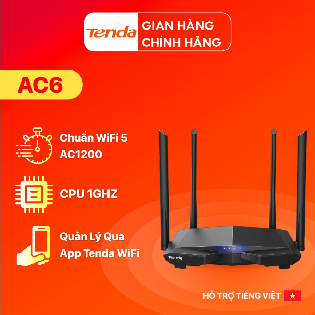 Đánh Giá Bộ Phát Wifi Tenda AC6 Băng Tần Kép AC1200Mbps - Giá Tốt, Phủ Sóng Mạnh