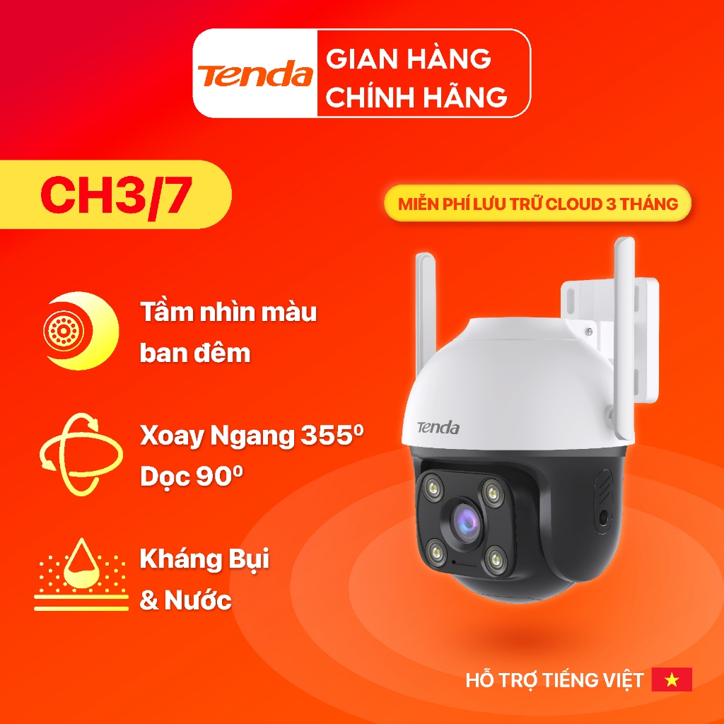 Ảnh Camera WiFi Tenda Ngoài Trời CH3/RH7 FHD 1080P/2MP/4MP/2K, Quay Quét 360 Độ, Tích Hợp Công Nghệ AI 1