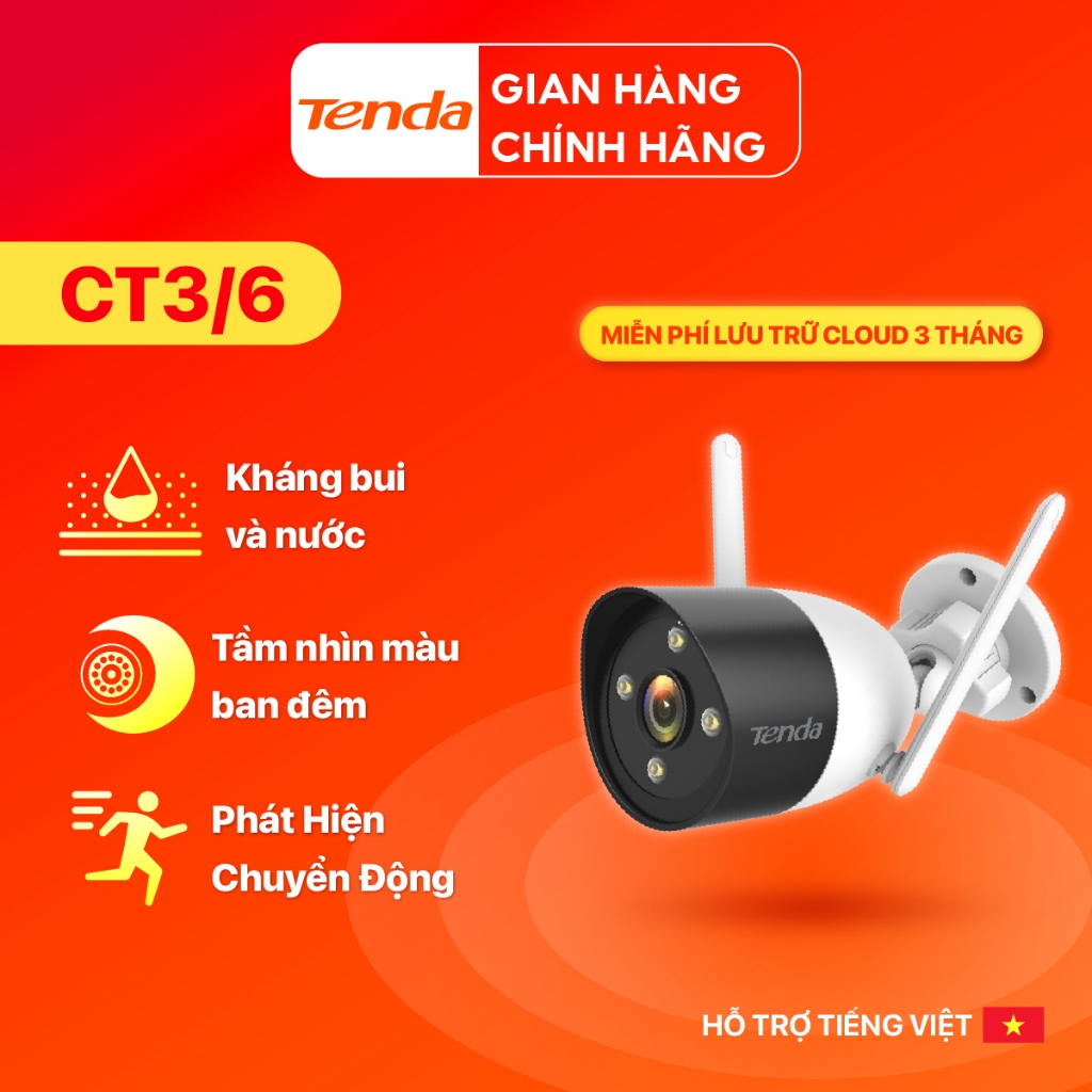 Ảnh Camera WiFi Ngoài Trời Tenda CT3/ CT6 Độ Phân Giải Full HD 1080P/2MP/3MP/2K Đàm Thoại 2 Chiều 1