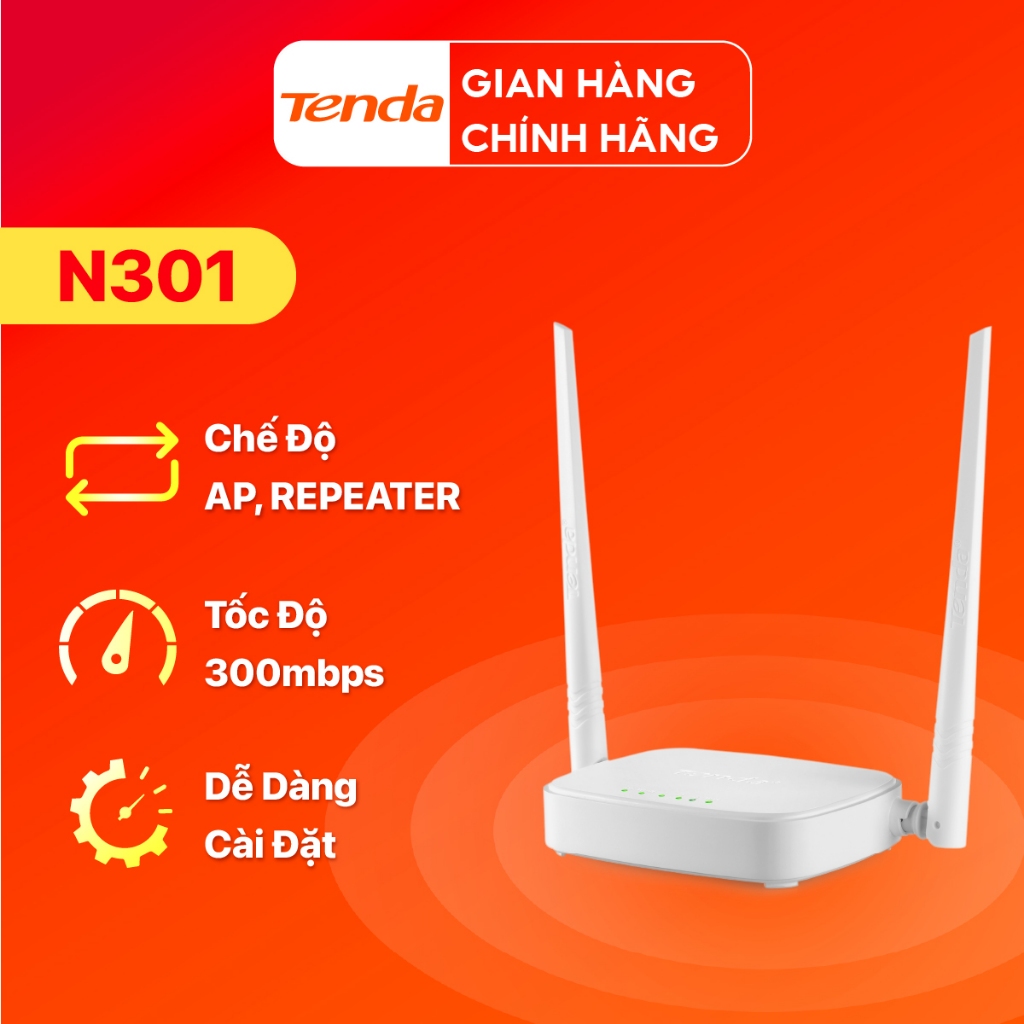 Ảnh Bộ Phát WiFi Tenda N301 Chuẩn N 300Mbps - Hàng Chính Hãng 1