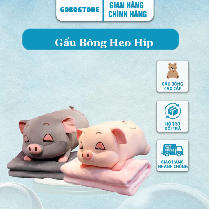 Gấu Bông Heo híp Gấu Bông Gabostore88 - Gấu Bông Heo Phê Cần Siêu Mềm Mịn, Gấu Bông Cao Cấp