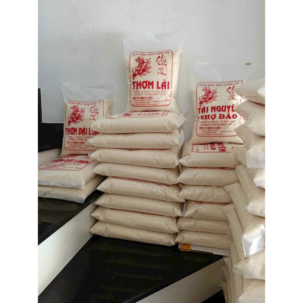 Gạo Thơm Lài chính gốc Cần Đước - Túi 5kg - Dẻo vừa, nguyên hạt, thơm