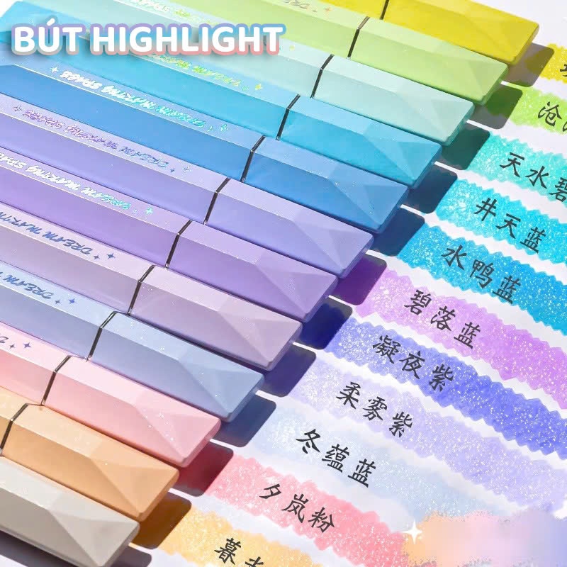 Bút Highlight Gradient Màu Pastel Chất Lượng Cao Gồm 4Bút Đánh Dấu Đa Chức Năng Văn Phòng Phẩm