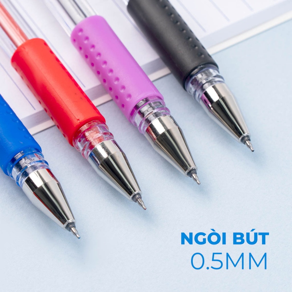 Bút Gel CLASSMATE Ngòi 0.5mm, Có 4 Màu Lựa Chọn Xanh Đen Tím Đỏ, Mực đều Nét trơn, Ngòi Kim, Dành Cho Học Sinh CL-GP101