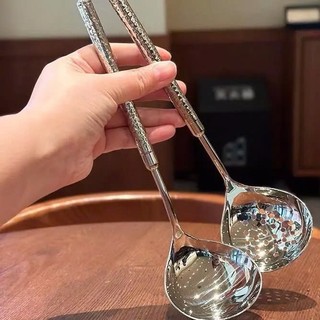 Muôi canh nhỏ [595] cán vân sang trọng đúc đặc inox 18/10 bền đẹp, muỗng canh nhỏ