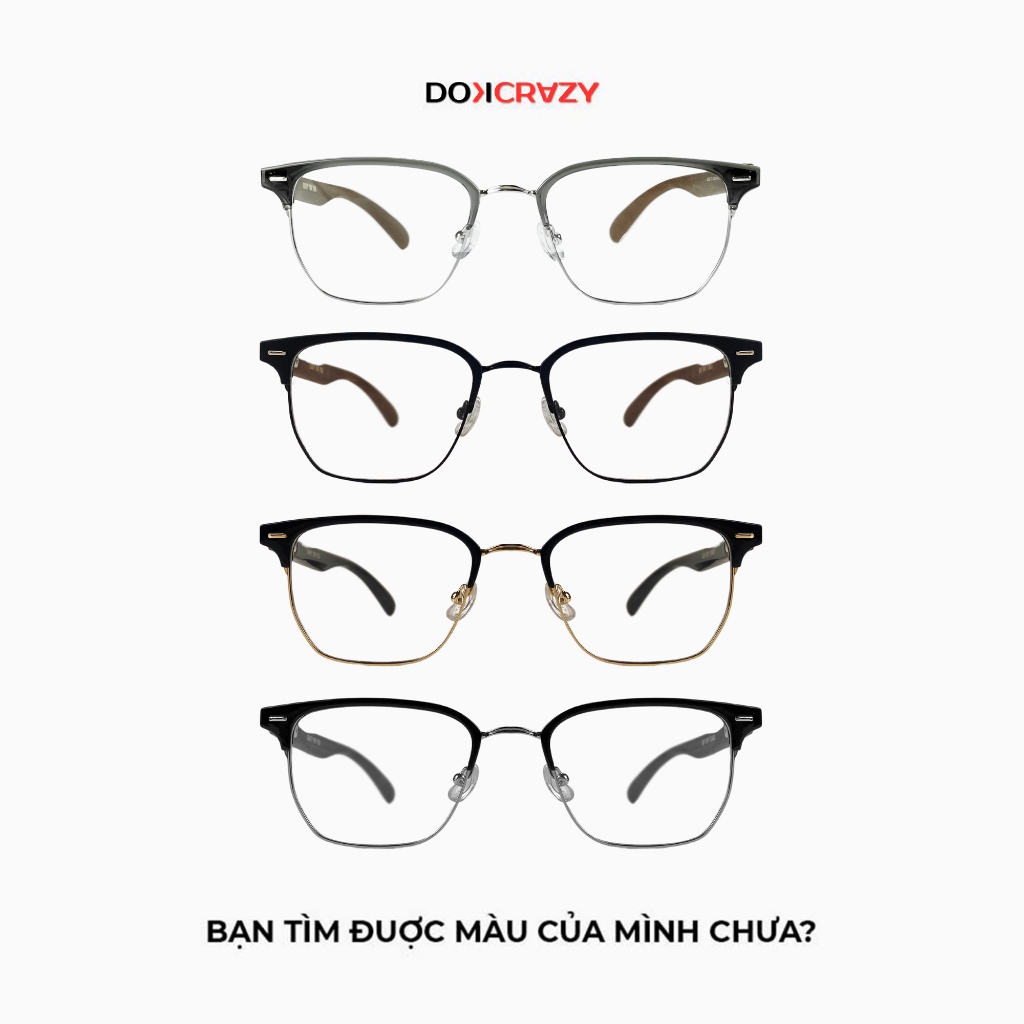 Ảnh Gọng kính kim loại DOKCRAZY BOLD Cao Cấp, Nam Nữ, Basic, Chống ánh sáng xanh tia UV400,Gọng Bọc Nhựa 4