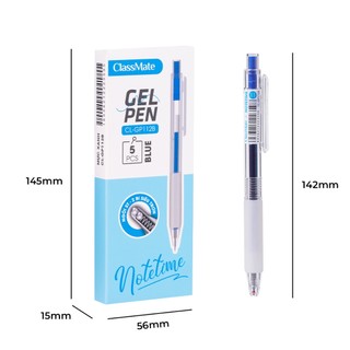 Hộp 5 Bút Gel Bấm Ngòi 0.5mm Cao Cấp CLASSMATE Notetime, Bút Bi Gel Mực Xanh Đen Viết Trơn Tru Dùng Để Ghi Chép CL-GP112