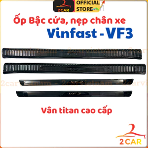 Ốp bậc cửa, nẹp chân trong, ngoài xe Vinfast VF3 Vân Titan cao cấp _2CAR