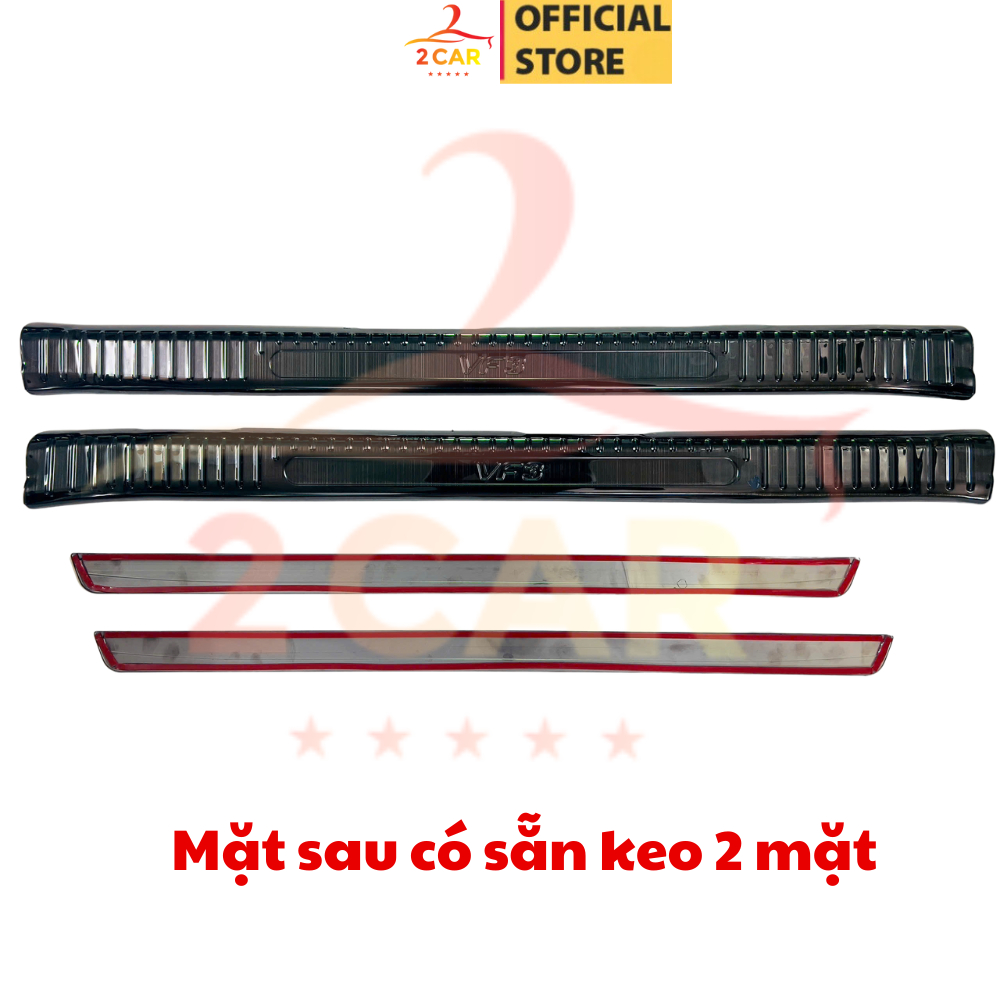 Ốp bậc cửa, nẹp chân trong, ngoài xe Vinfast VF3 Vân Titan cao cấp _2CAR